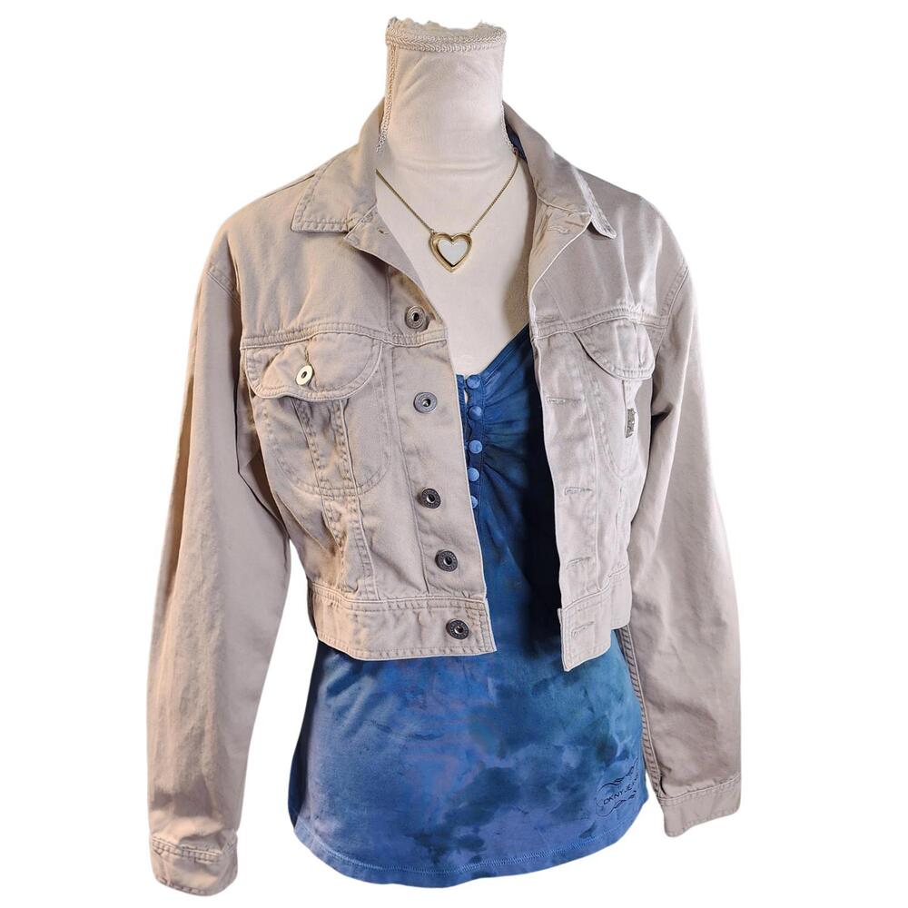 Calvin Klein Light Beige Cropped Denim Jacket